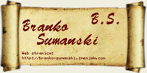 Branko Šumanski vizit kartica